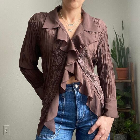 Sheer lace ruffle top - Picture 1 of 4